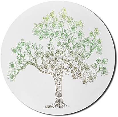 Подложка за компютърна мишка от дърво Амбезонн, Драскулки от дъб с Прясна зелена Илюстрация на Листата на Летния сезон, Правоъгълен