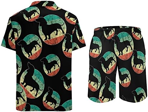 Скъпа мъжки Плажно облекло в стил ретро с Кучето Такса от 2 теми, Хавайска Риза с къс ръкав и къси Панталони копчета, Костюми