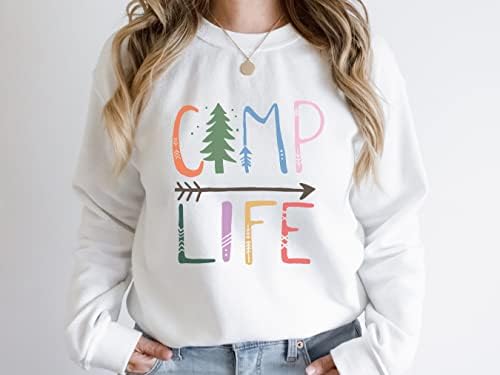 Цветна Hoody с Надпис Лагер Life, Женска Тениска за Къмпинг, Семейни Тениски за Къмпинг, Подарък за Любителите на Къмпинг