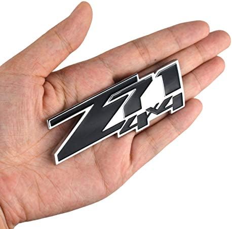 Aimoll 2 елемента Емблема Z71 4x4 Икони, 3D ABS Стикер Емблема на Смяна, за Шевролет GMC Silverado (Черен Хром)