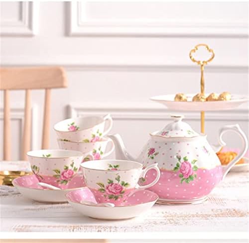 Орехова Розова Роза с шарени Винтажной керамични утайка от чаша, на чайника, съдове за следобеден чай във формата на кула