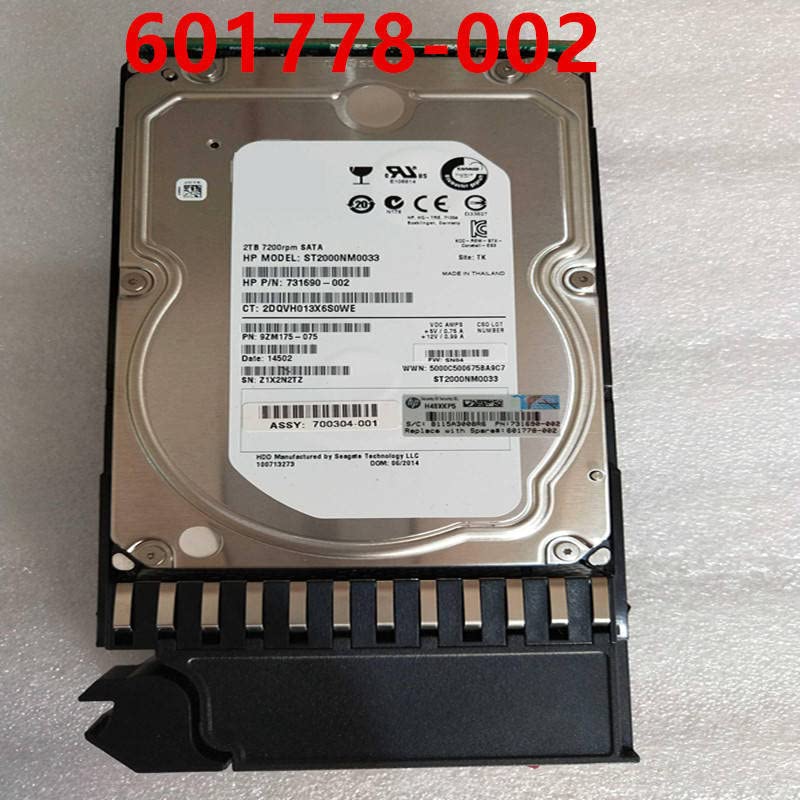 Средно твърд диск за MSA P2000 2 TB 3,5 SATA 6 Gb/сек. 64 MB 7200 об/мин за вътрешен твърд диск, за сървърен твърд диск за AW556B 601778-002
