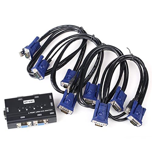 4-портов USB KVM switch Ръчен превключвател 1920x1440 с кабели MT-460KL широкоекранен