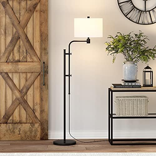 Етаж лампа, за Polly с регулируема височина и филтър абажуром от черненой бронз /Бял цвят