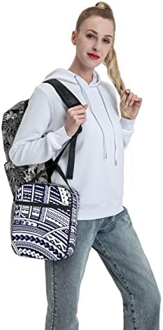 FFEXS Синя Изолирано чанта за обяд с шарките на племето полинезийски маорите, Множество, Подходящ за работа, на училище, на пикник или при