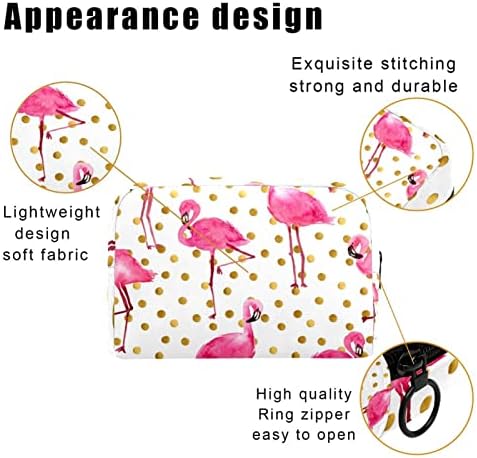 Пътна Косметичка GUEROTKR, Чанта-Органайзер за Грим, козметични чанти за Жени, Розово модел във формата на животни фламинго