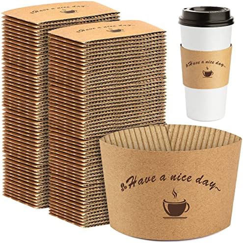 Втулки за кафе чаши от крафт-хартия HLWDFLZ 200 опаковки - Втулки за кафе за Еднократна употреба за велпапе плочки за защита от