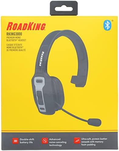RoadKing RKING3000 Bluetooth Слушалките с Шумопотискане (R), Безжична Слушалка за шофьори на камиони с микрофон Премиум-клас, Черна