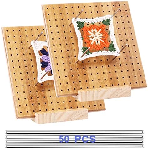 2 елемента 8 Инча Бамбук Дървена дъска за плетене на една кука и Бабушкина Квадратна Принудителна Дъска за Плетене и проекти