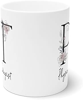 PaulDesignGifts Чаша за физиотерапевт - Подаръци за Бала С Монограм във формата на буквите от Азбуката, Цвете Кафе За Рожден