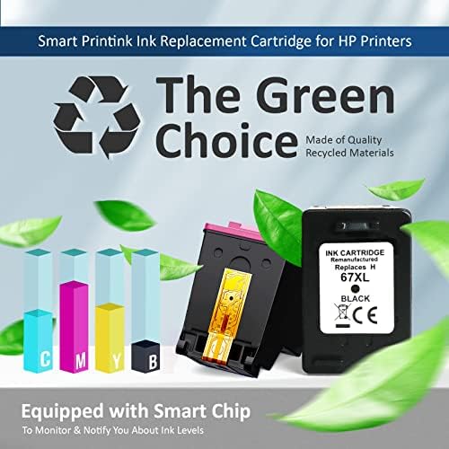Подмяна на касетата с мастило Smart Printink 67XL за 67 HP XL (черен и трицветна) Съвместимо мастило за принтера с висока доходност: