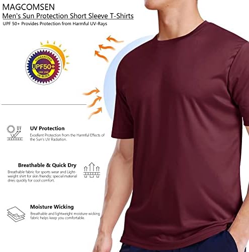 Мъжки t-shirt MAGCOMSEN с къс ръкав, Бързосъхнеща UPF 50 +, Спортна тениска за Бягане, Тренировка, Риболов, Тениски, за да се