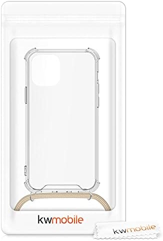 Калъф kwmobile през рамо, Съвместима с калъф Apple iPhone 12 / iPhone 12 Pro - Прозрачен калъф за телефон от TPU с каишка за кабела-дантела