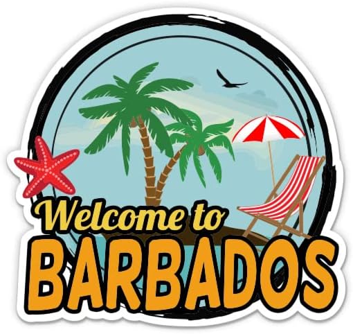 Добре дошли на Барбадос - 3 Vinyl Стикер за автомобил, лаптоп, Бутилки за вода, Телефон - Водоустойчив Стикер