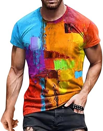 XXBR Мъжки Ризи Ежедневни Летни С Къс Ръкав 3D Дигитален Печат Деня на Независимостта Графична Тениска Блуза С Къс Ръкав