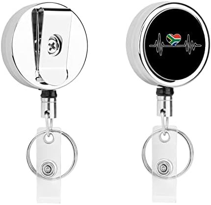 Република южна Африка Heart Beat Прибиращи Метални Скоби за Икони с Прозрачни Джапанки от PVC, Държач за самоличност, Макара с Клипс за Колан с Халка За Ключове