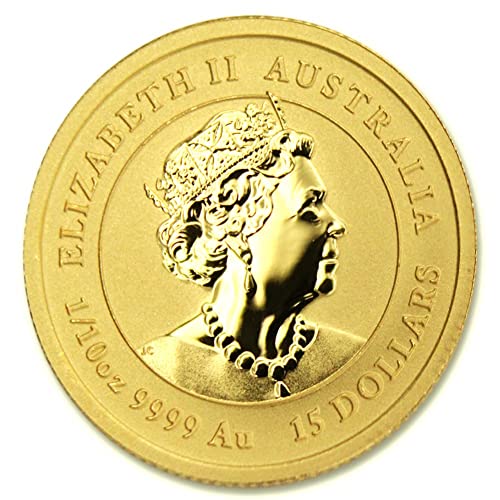 Монета 2022 г. от Австралийския златото Лунен Тигър тегло 1/10 унция, Брилянт, без лечение (в Капсули), със сертификат