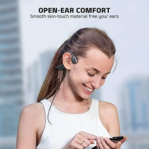 Слушалки Panadia с костна проводимост, Bluetooth-Слушалки с отворени уши с вграден микрофон, Водоустойчив Безжична Спортна Слушалки IPX7 за занимания във фитнес залата (Сив)