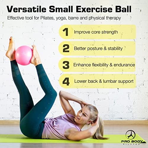 Мини-топка за упражнения ProBody Пилатес с помпа - 9-инчов малка топка за стабилизиране, мряна, пилатес, йога, баланс на основните тренировки