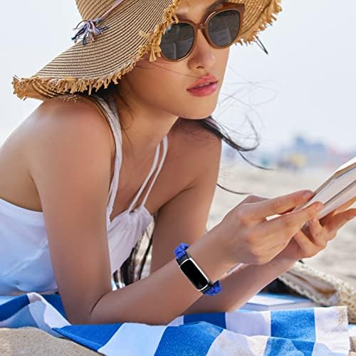 VEAQEE е Съвместим с джапанки Fitbit Luxe за жени и мъже, Регулируема Найлонов Оплетена каишка Fitbit Luxe за Ръчна работа, Сменяеми Аксесоар