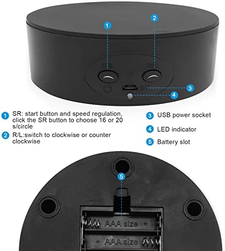 Моторизованная Въртящата Витрина Fotoconic 5,12 инча / 13 см за демонстриране на фигури на стоки, бижута, часовници, Заснемането на 360 градуса (черен)