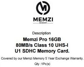 MEMZI PRO 16 GB, Клас 10 80 Mb/s. SDHC Карта за цифров фотоапарат Nikon Coolpix L840, L830, L820, L810, L620, L610, L340,