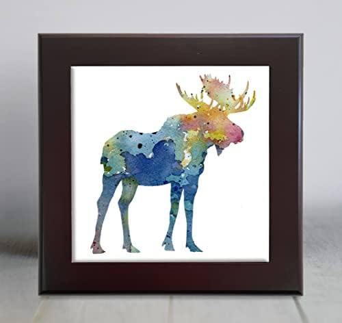 Декоративна плочка с абстрактна акварел Moose Blue (6 X 6 в рамка)