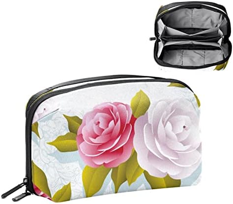 Косметичка Голям косметичка, bag-чанта, дамска чанта с цип с цветя камелия за жени и момичета
