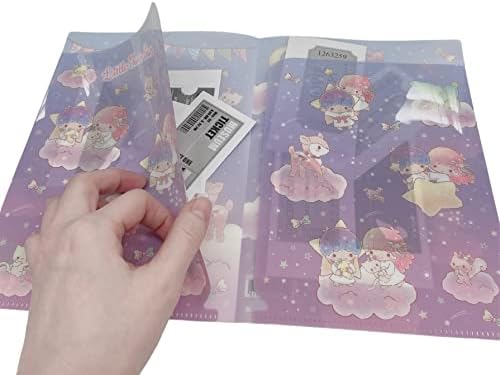 Пластмасова папка FRIEND Sanrio Little Twin Stars 2 джобове, стабилна Пластмасова папка с джобове, размер A5, 6,06 (Ш) инча ×
