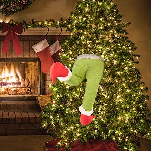 Коледна украса за тялото на Елфа, Крадец Открадна Коледа Плюшени Крака от Зебло, които Могат да Позированию, за Украса на Коледната