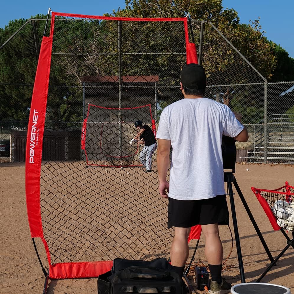 PowerNet I-Screen с чанта за носене | Преносими защита на бейзболен стомна | Мигновена защита на играчи и треньори от линейни задвижващи механизми и Земляни
