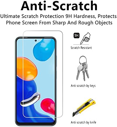 [2 + 2] е Съвместим с защитно фолио за екрана Xiaomi Redmi Note 11 (2022) 2 + 2 опаковки със защитно фолио за обектива на