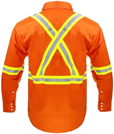 Пожароустойчива риза Hi Vis с висока видимост FR - 88% C/ 12% N - 7 унции (4X-Large, сив)