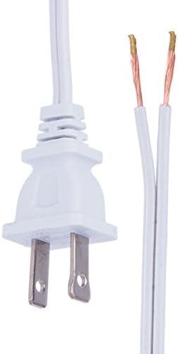Кабел лампа B & P Lamp® бяло, тел SPT-1 с дължина 8 Метра, е в списъка на UL