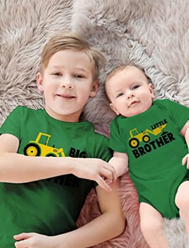 Комплект дрехи за по-голям Брат и по-малък Брат, Тениска с Трактора, Комплект Дрехи За Малки Момчета