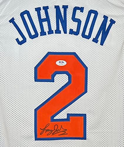 Фланелка с автограф на Лари Джонсън NBA New York Knicks PSA COA Хорнетс