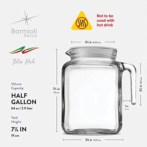 Стъклена кана Bormioli Rocco с са херметически затворени с капак и чучур (68 грама) е Отличен за приготвяне на домашен сок и студен чай