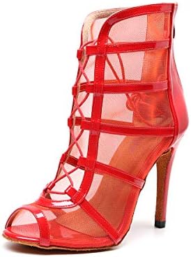 Женски обувки за Латино Танци Goettin с Джапанки, Танцови Обувки на висок ток 10 cm 4 инча, Замшевая Подметка
