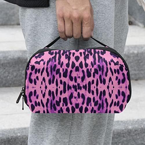 Водоустойчиви козметични чанти, Лилаво, Розово, Черно Пътни козметични чанти с Леопардовым Модел, Многофункционални Преносими, козметични