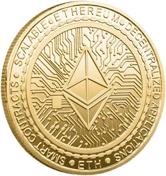 Цифров Виртуална Монета Мемориал Медал с Релефни ETH Ether Виртуална Монета Възпоменателна Монета Артикули за Декорация на Дома (Злато)
