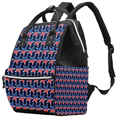 Америка Звезди Модел Синьо, Червено Пелена Чанта на Мама Раница с Голям Капацитет Чанта за Памперси Кърмещи Пътна Чанта за