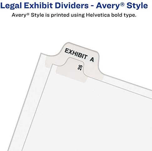 Разделители Ейвъри Legal, Стандартни комплекти за сортиране, Размер на букви, Странични первази, Набор от табове 401-425 (01346)