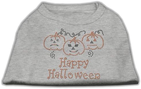 Тениска за кучета С кристали Happy Halloween Сив L (14)
