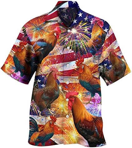 MIASHUI Мъжки тениски с графичен дизайн, мъжки пролетно-летни тениски с флага на Деня на независимостта, модерни дневни