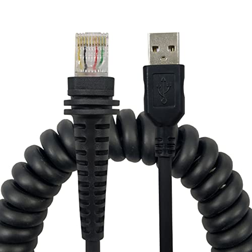 Навити USB кабел SOTESIN USB кабел RJ-45 CBL-500-300- S00 1900GHD 1900iSR 1902GSR 1300G 1250g 1450G USB-Кабели за баркод скенер за Honeywell (3 Фута / 10 метра Спирален USB порт)