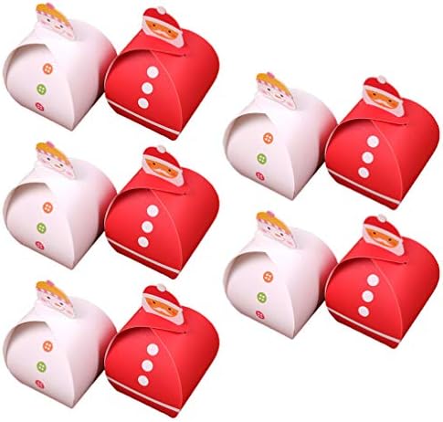 Amosfun 10 бр. Кутии Подарък за Дядо Коледа Празнични Хартиени Подаръчни Коледни кутии Подарък за Коледа на фестивала Вечерни Празнични Аксесоари (Бял + Червено)