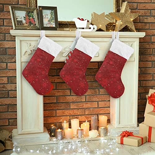 Коледни Чорапи ALAZA, Червени Снежинки, Класически Персонални Декорации за Отглеждане в Голям Размер за Семейна Празничния сезон, декорация