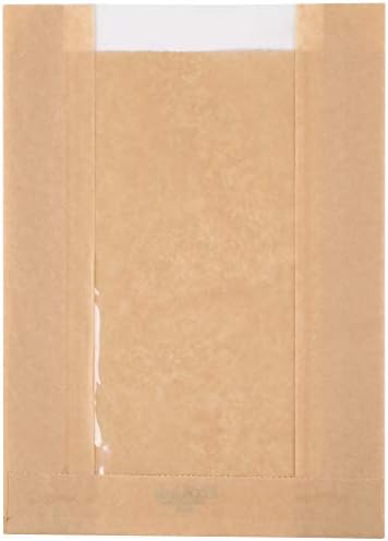 Scarsdale Доставя опаковки за печене с прозорец, за Еднократна употреба Жиростойкие торбички от крафт хартия на една порция с прозорец, идеални за пекарни, кафенета и д?