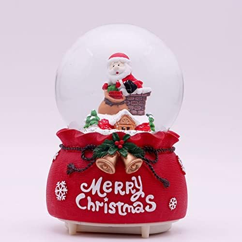 angel3292 Дядо Коледа Снежна Топка с Цветно Осветление Мини Декор на Работния Плот Коледен Музикален Орнамент за Украса на Парти Стъкло