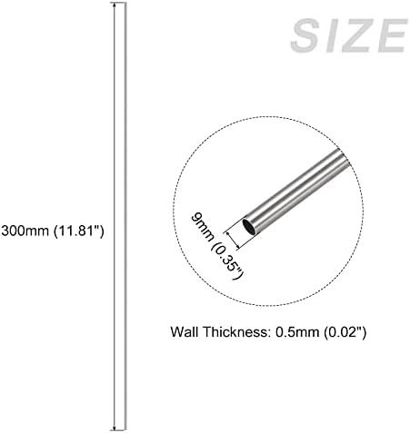 Тръба от неръждаема стомана METALLIXITY 316 (9 mm OD x 0,5 мм Стена T x 300 mm L), Пряка Тръба за домашно обзавеждане, Оборудване